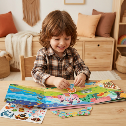 Reusable Montessori Sticker Books with Various Theme Worlds