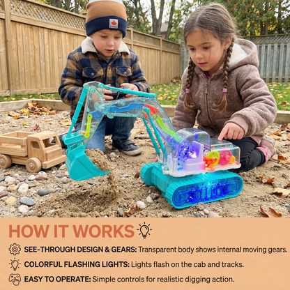 Dancing and luminous music excavator
