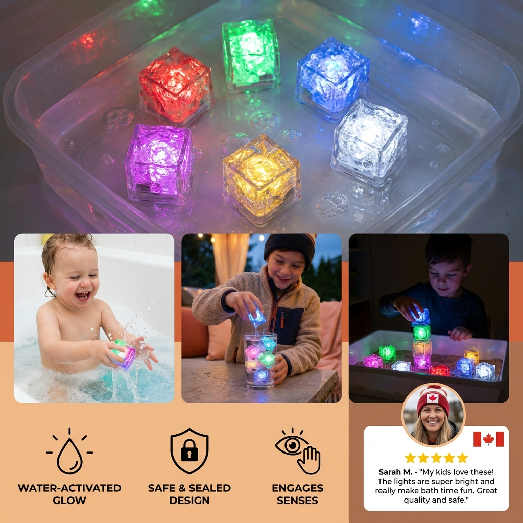 Light-up Bath Cube Toys for Children, Set of 6