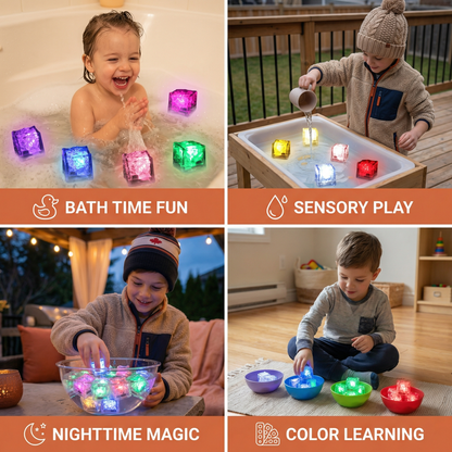 Light-up Bath Cube Toys for Children, Set of 6