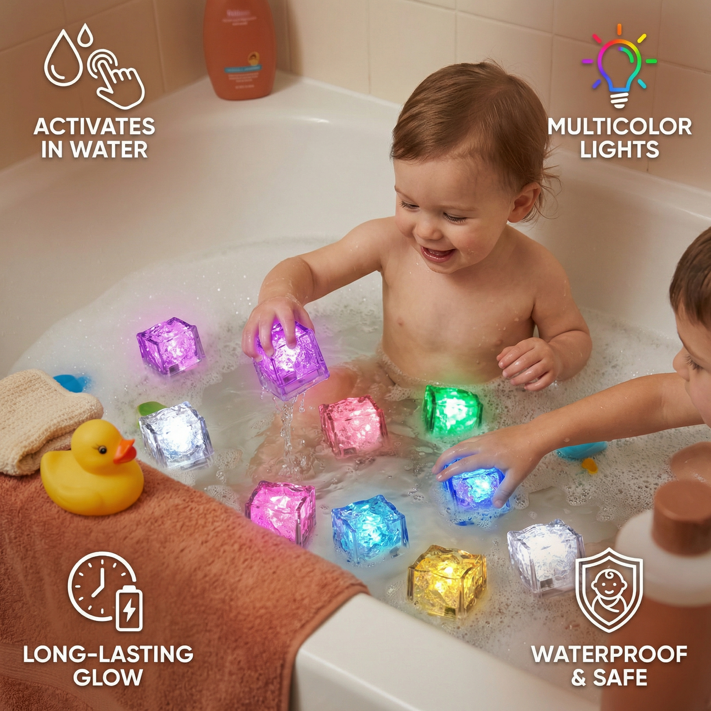Light-up Bath Cube Toys for Children, Set of 6