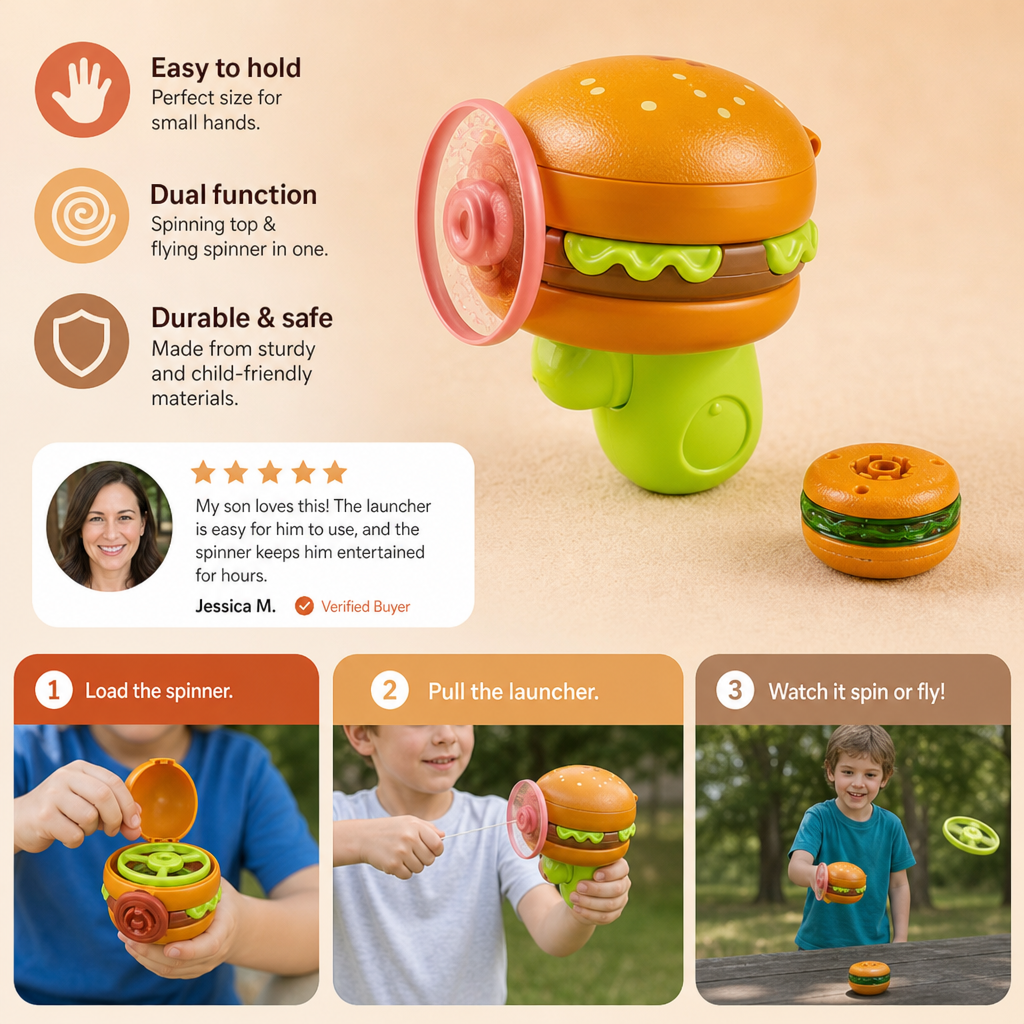 Kids’ 2-in-1 Spinning Top & Flying Spinner Launcher