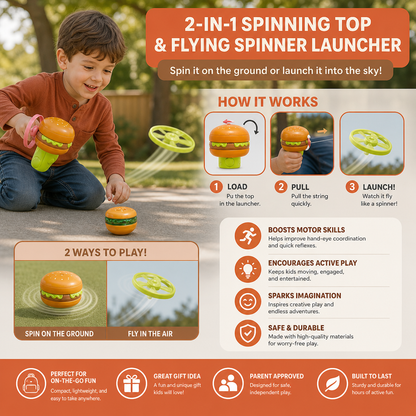 Kids’ 2-in-1 Spinning Top & Flying Spinner Launcher