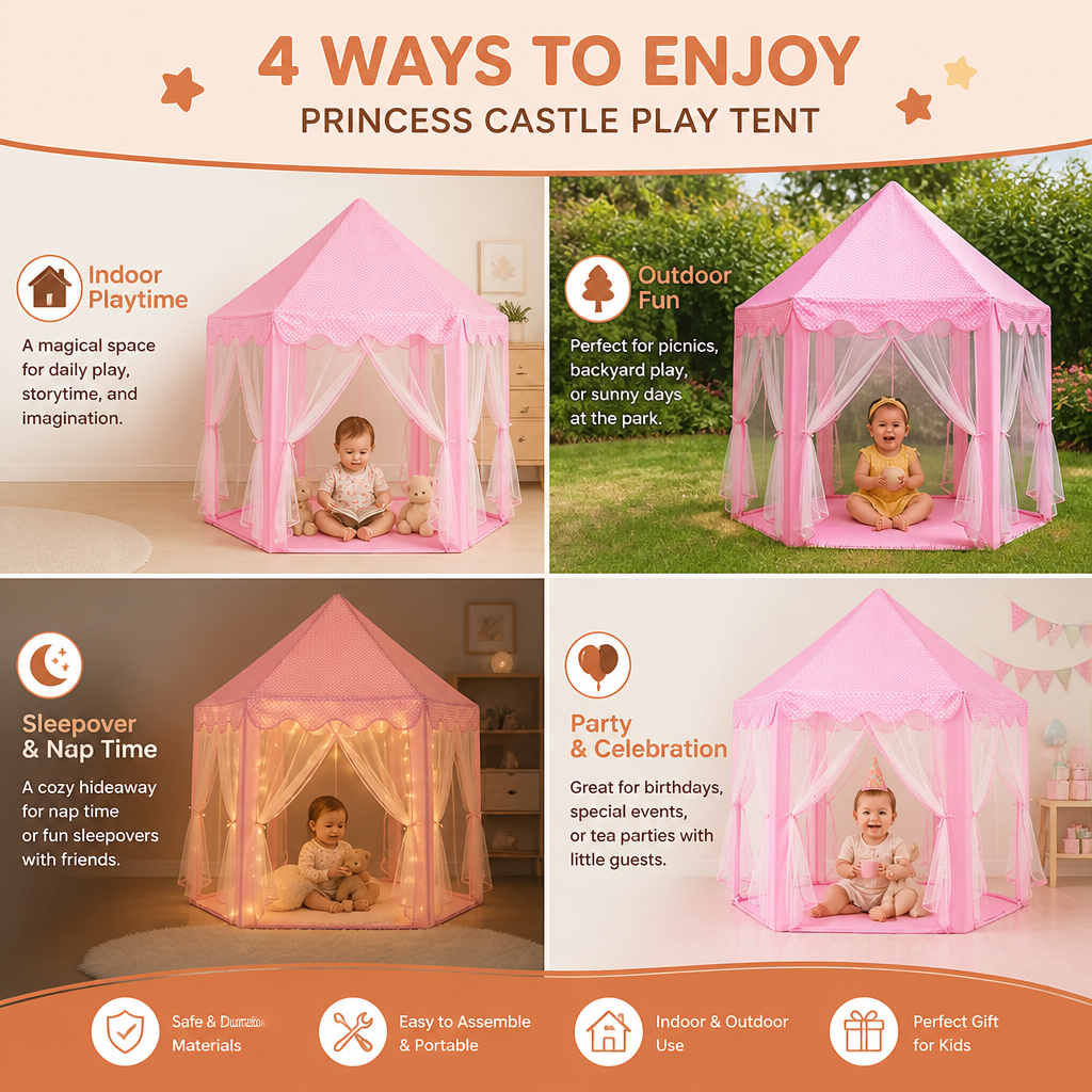 Princess Castle Play Tent for Indoor & Outdoor Fun