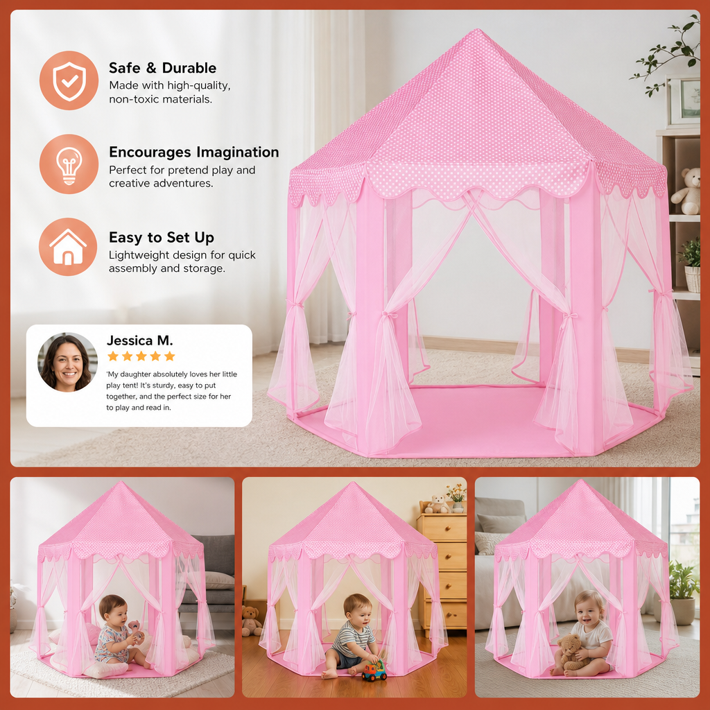 Princess Castle Play Tent for Indoor & Outdoor Fun