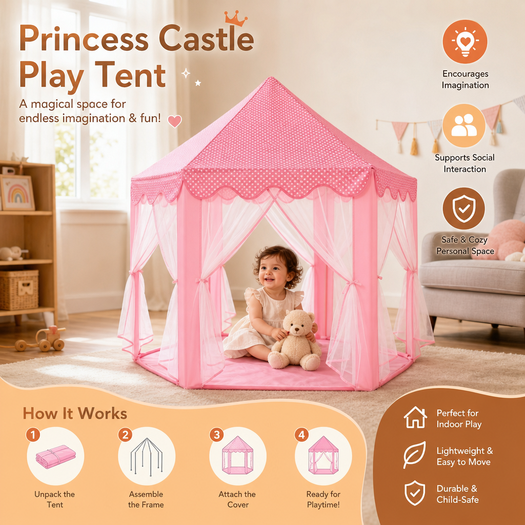Princess Castle Play Tent for Indoor & Outdoor Fun