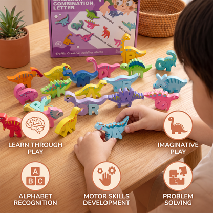 52-teiliges Montessori-3D-Alphabet-Bausteinset