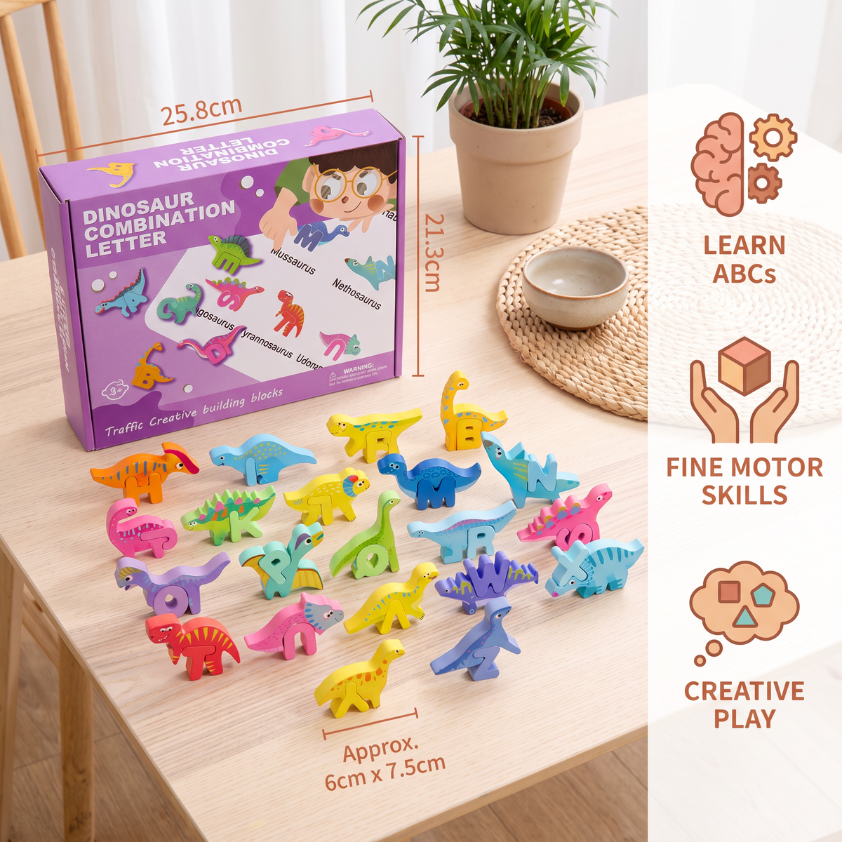 52-teiliges Montessori-3D-Alphabet-Bausteinset