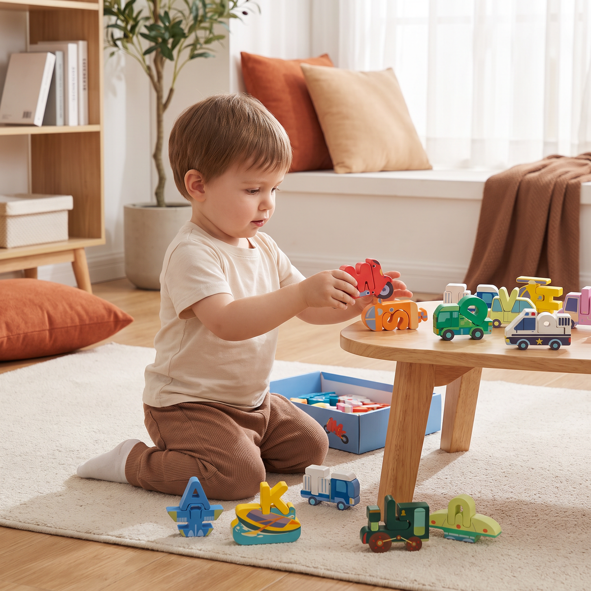 52-teiliges Montessori-3D-Alphabet-Bausteinset