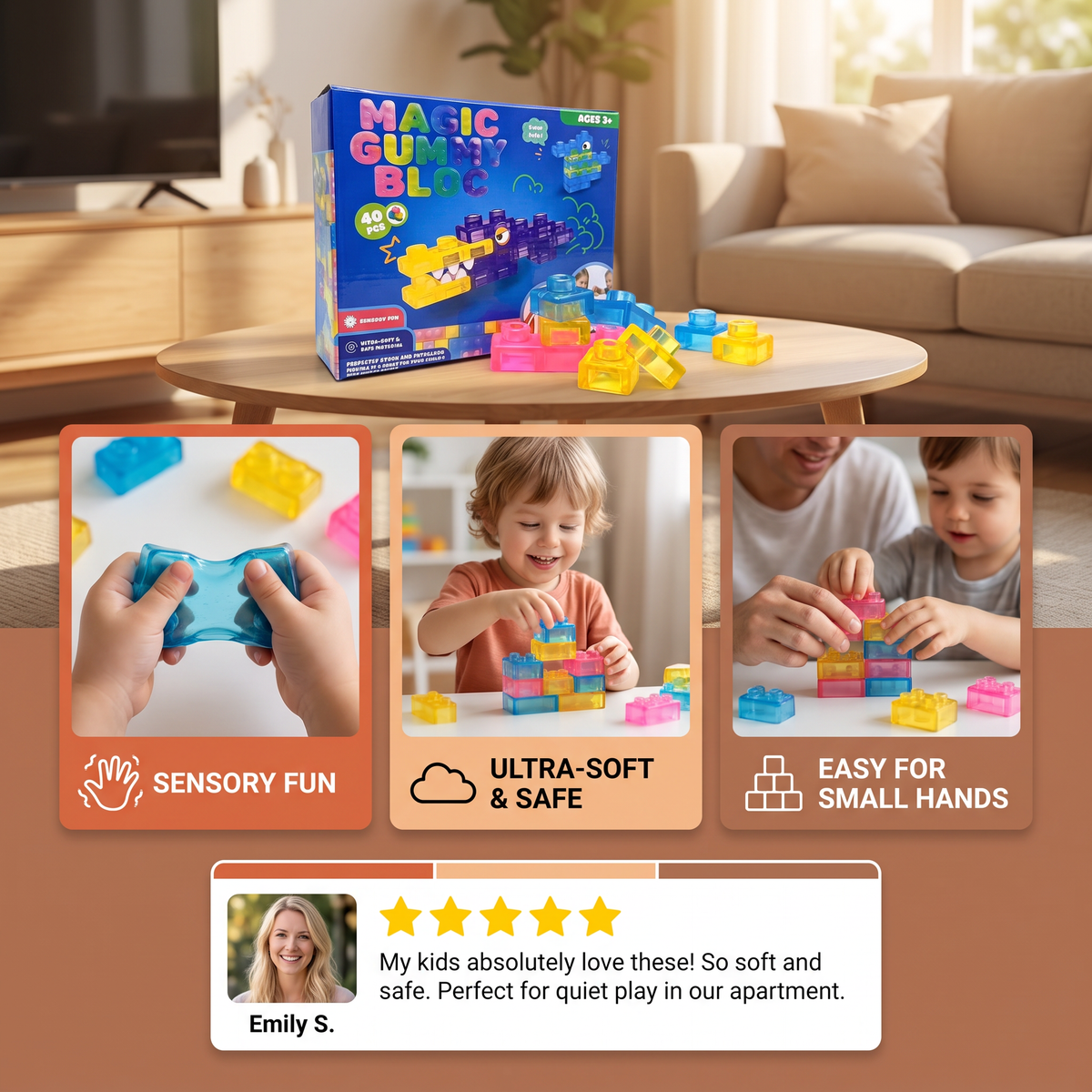 Safe & Soft Squishy Jelly Building Blocks for Kids