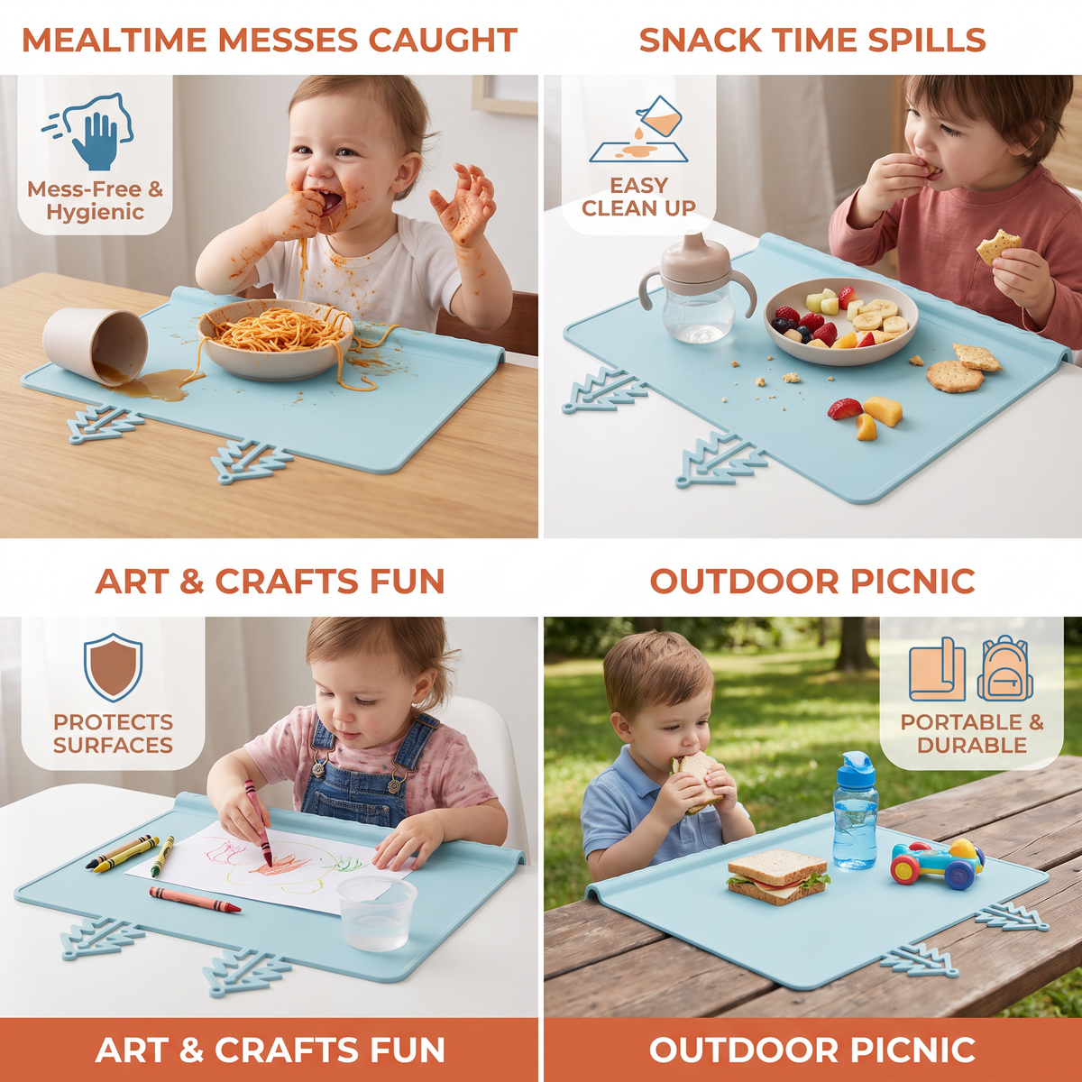 BabySafe Practical & Hygienic Silicone Baby Placemat with Raised Edge