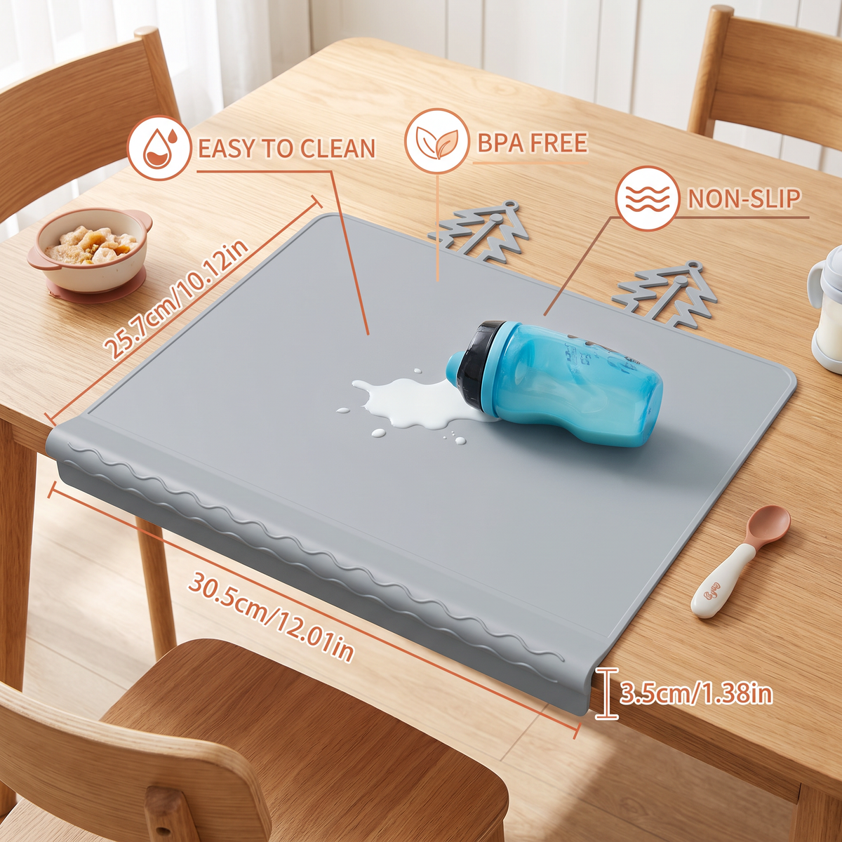 BabySafe Practical & Hygienic Silicone Baby Placemat with Raised Edge