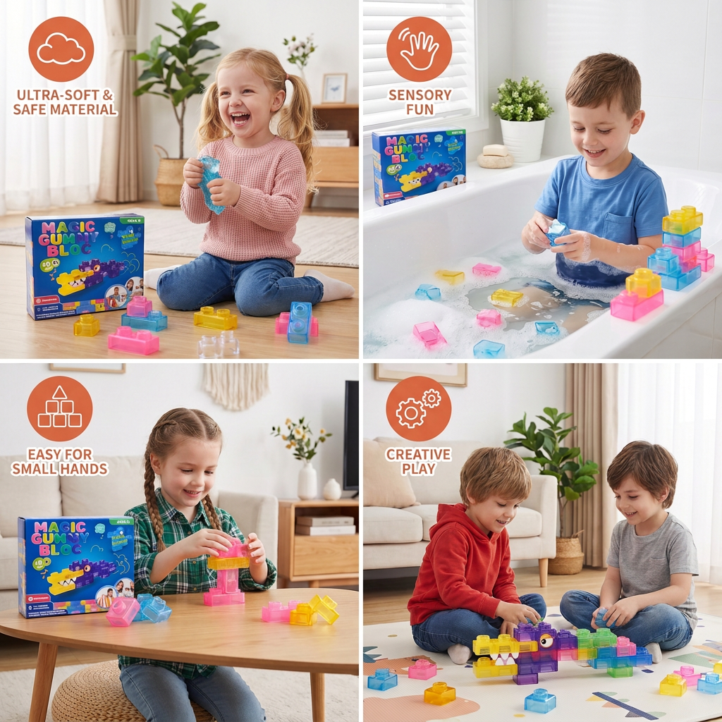 Safe & Soft Squishy Jelly Building Blocks for Kids
