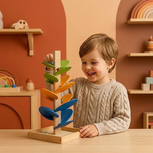 Montessori Rainbow Marble Wooden Tower