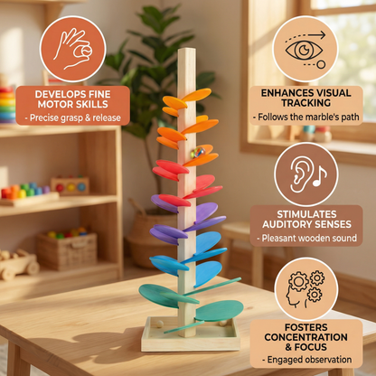 Montessori Rainbow Marble Wooden Tower