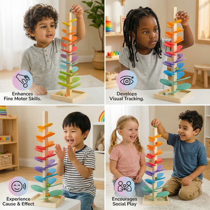 Montessori Rainbow Marble Wooden Tower