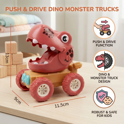 PUSH & DRIVE DINO MONSTER TRUCKS