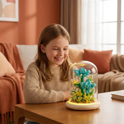 Elegant Building Block Flower in Glass