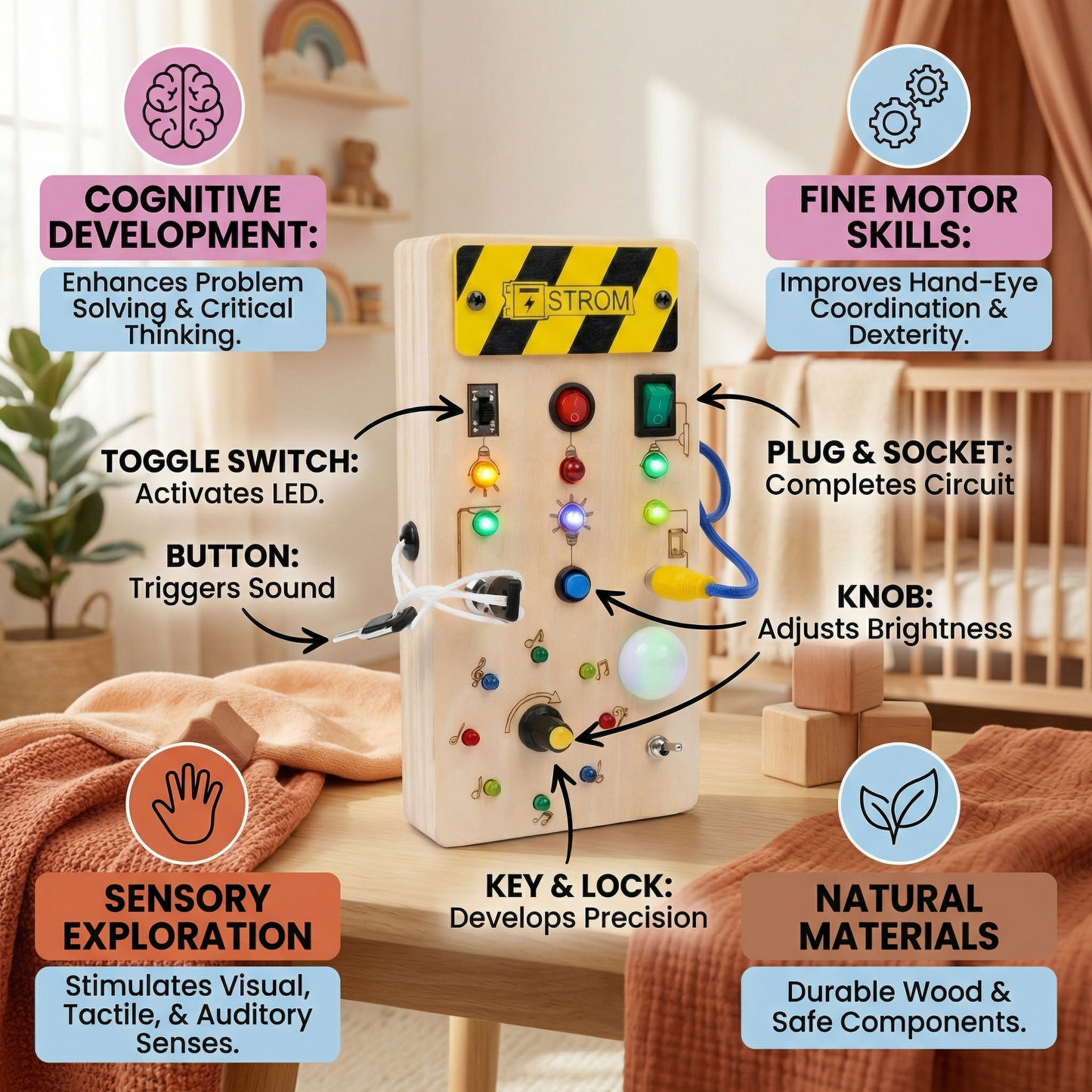 Montessori Wooden Activity Board