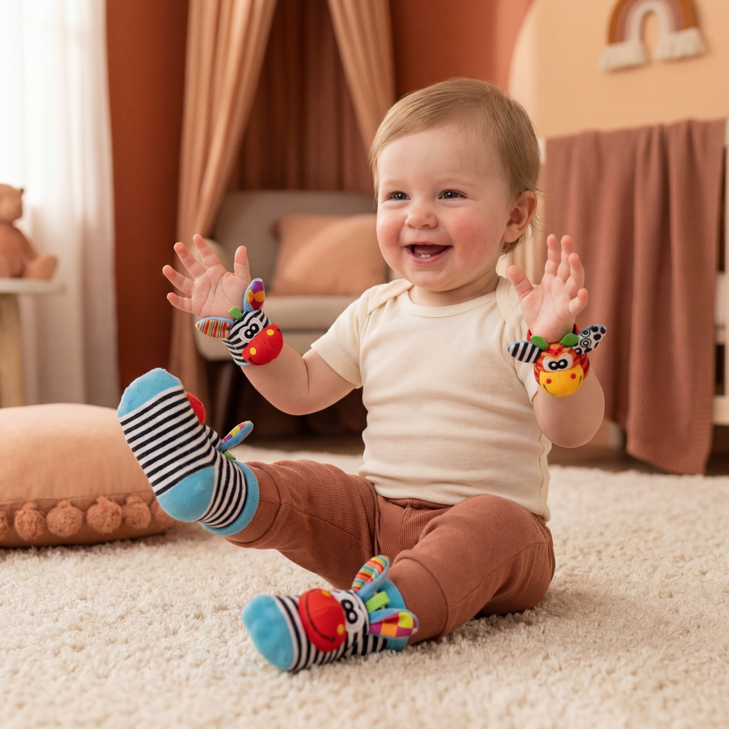 Sensory Baby Plush Socks and Bracelet