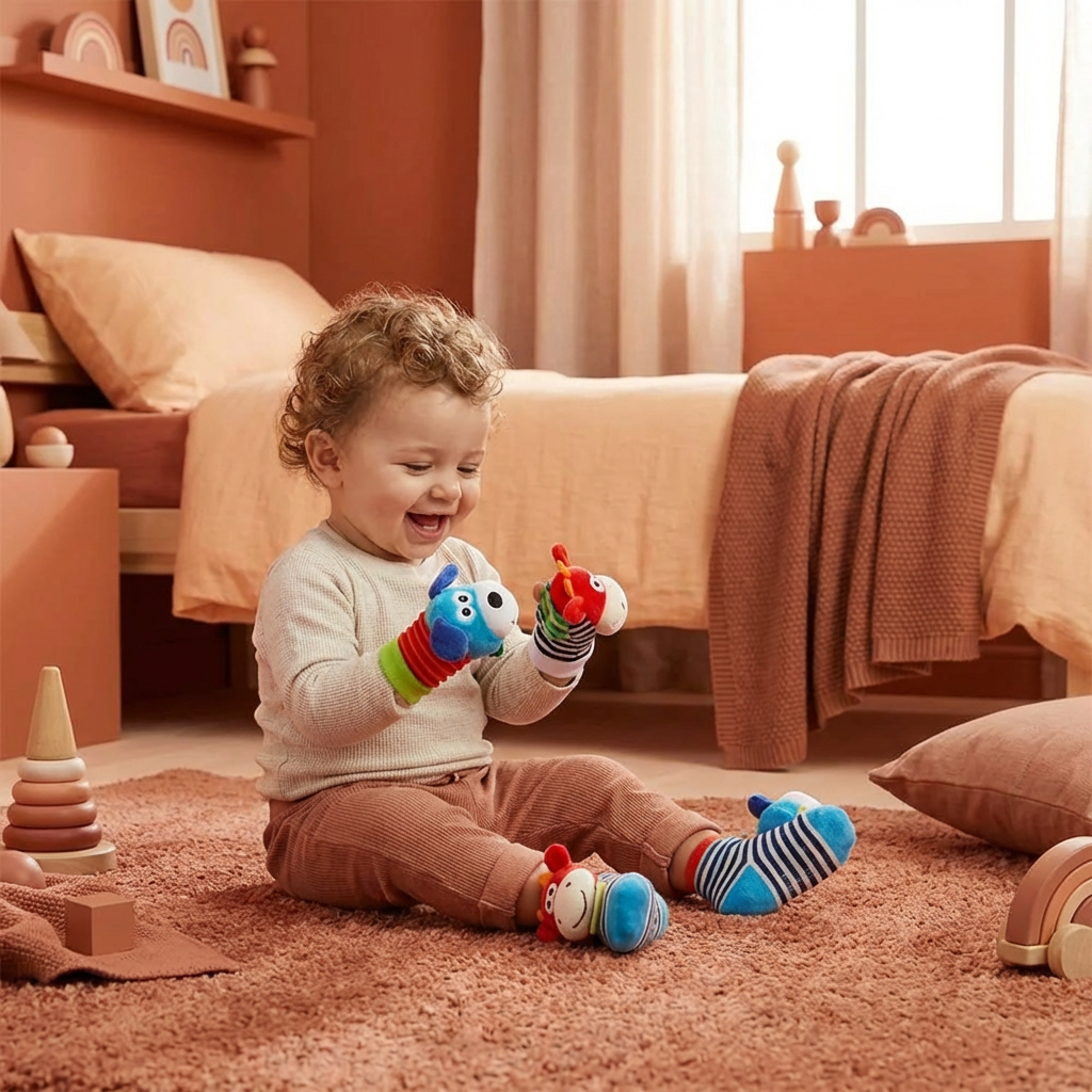 Sensory Baby Plush Socks and Bracelet
