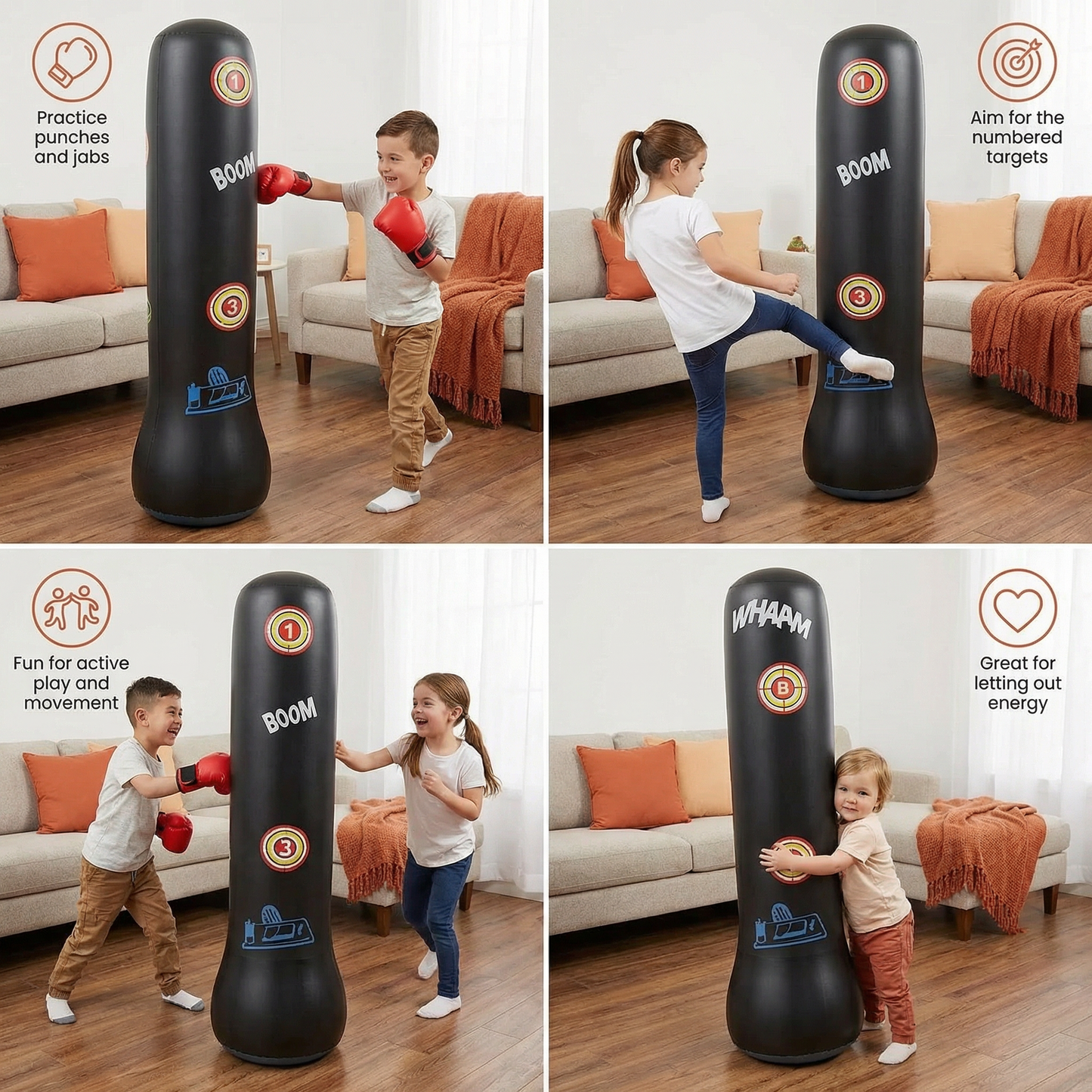 Inflatable children's punching bag with water filling