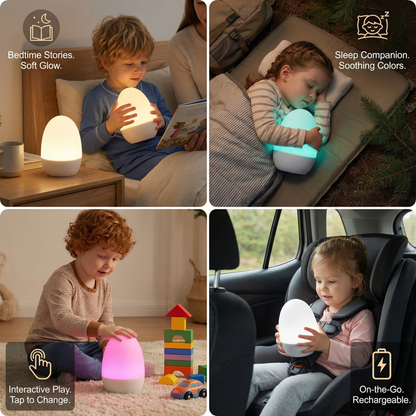 Egg-Shaped LED Night Light Made of Silicone