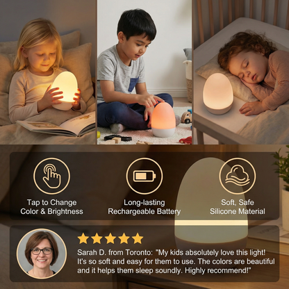 Egg-Shaped LED Night Light Made of Silicone