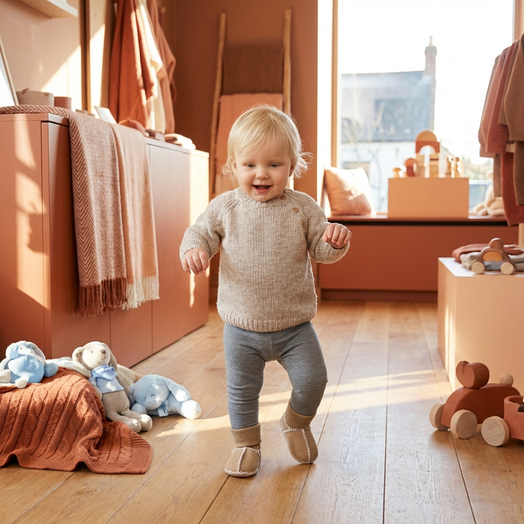 Lined Baby Winter Socks and Shoes in Suede Look