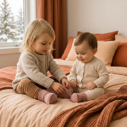 Lined Baby Winter Socks and Shoes in Suede Look