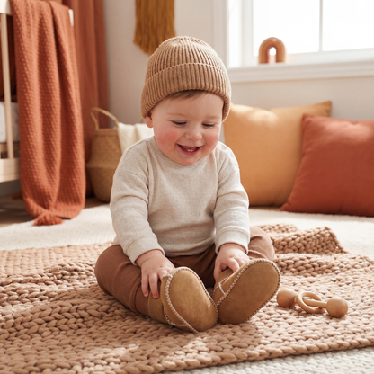 Lined Baby Winter Socks and Shoes in Suede Look