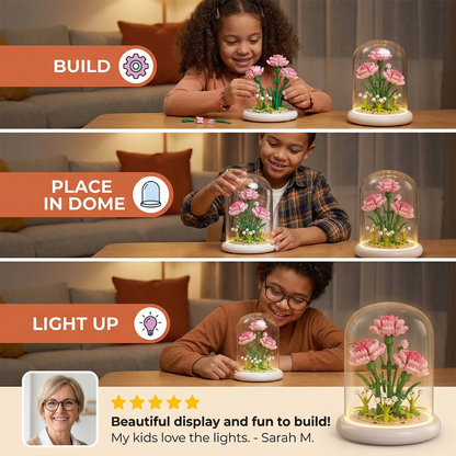 Elegant Building Block Flower in Glass