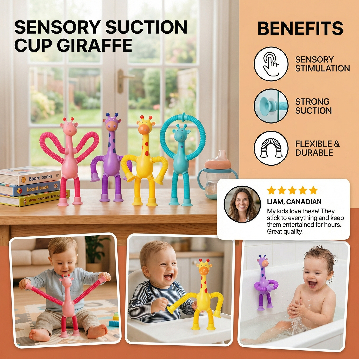 Sensory Suction Cup Giraffe Baby Toy