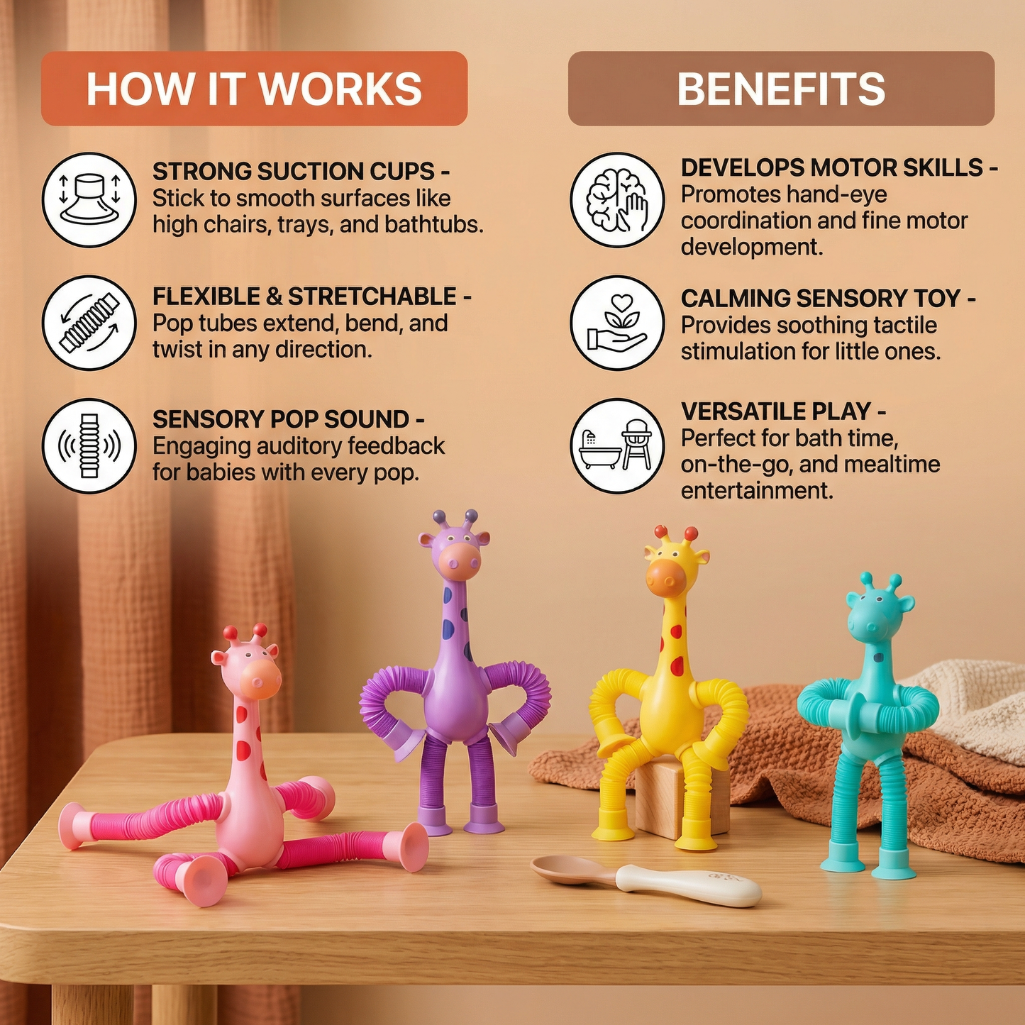 Sensory Suction Cup Giraffe Baby Toy