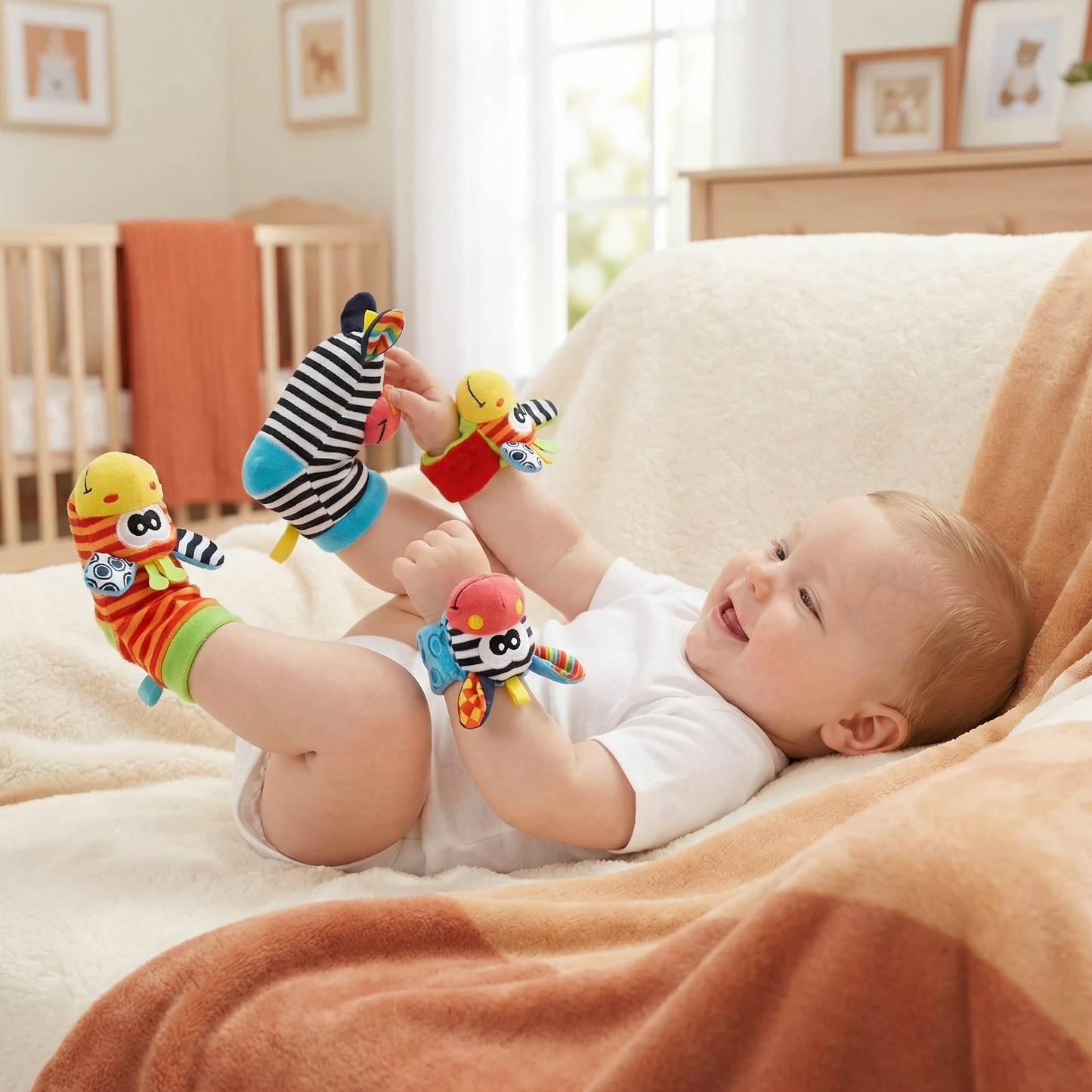 Sensory Baby Plush Socks and Bracelet