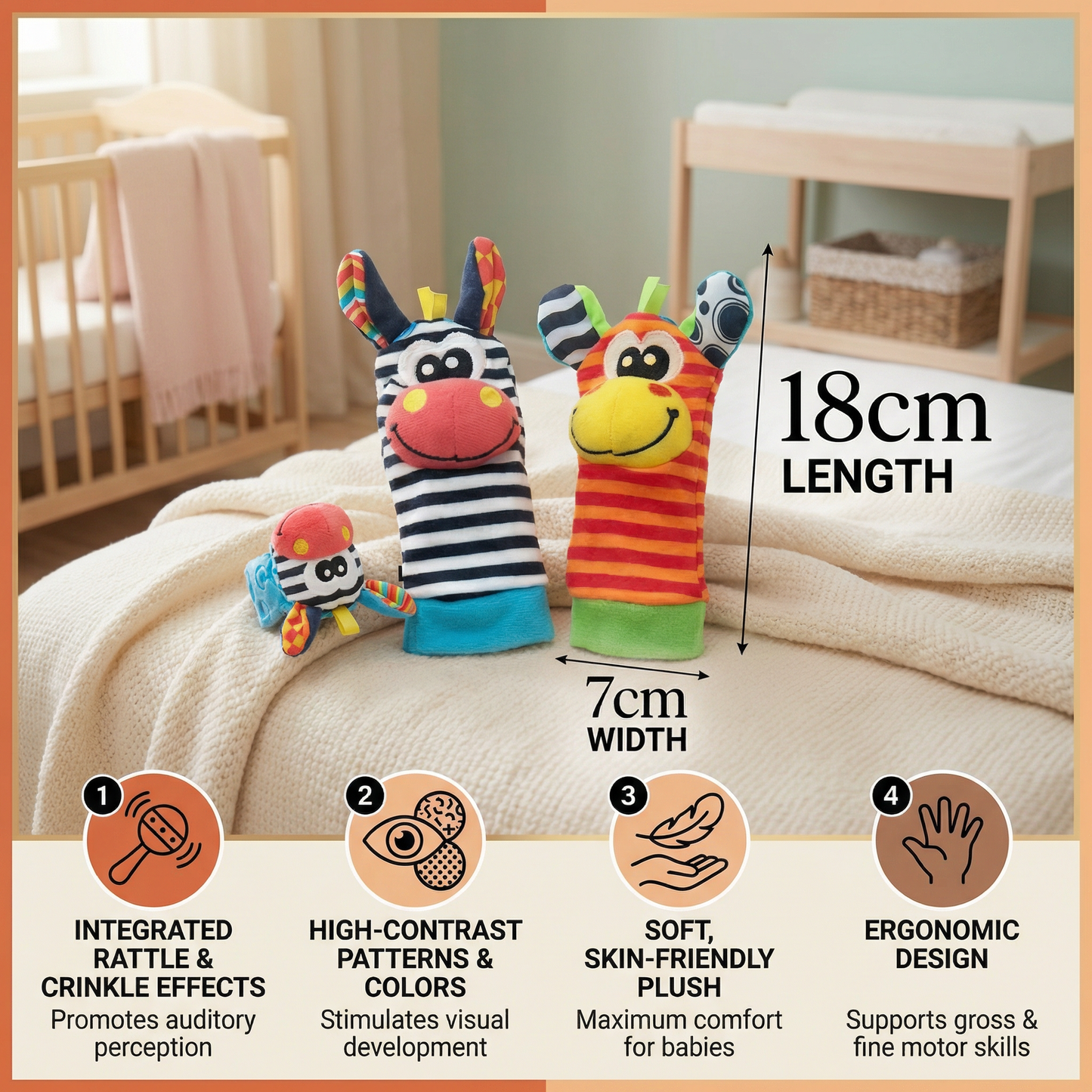 Sensory Baby Plush Socks and Bracelet