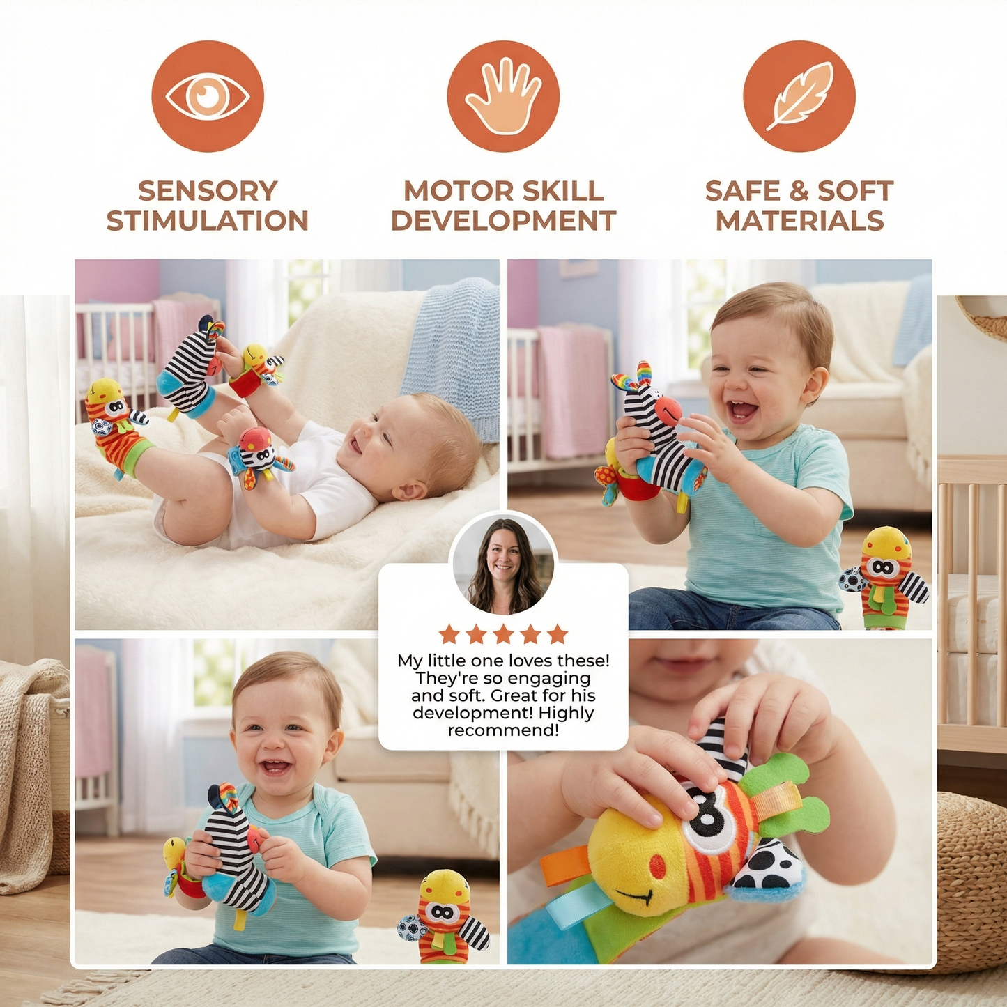 Sensory Baby Plush Socks and Bracelet