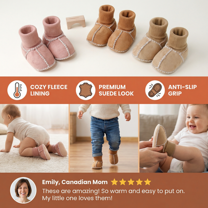 Lined Baby Winter Socks and Shoes in Suede Look