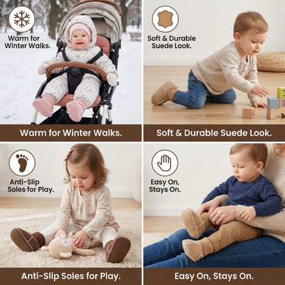 Lined Baby Winter Socks and Shoes in Suede Look