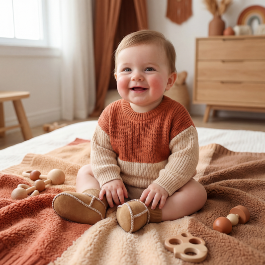 Lined Baby Winter Socks and Shoes in Suede Look