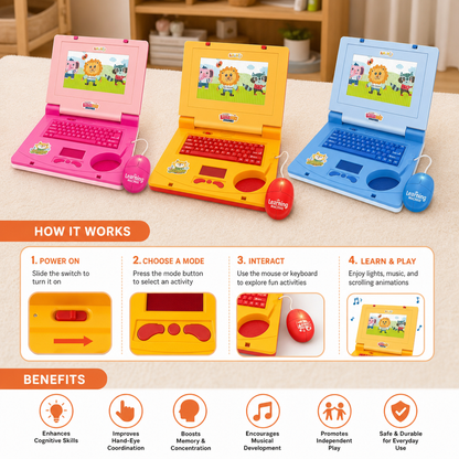 Kids’ Interactive Laptop with Lights, Music & Scrolling Screen