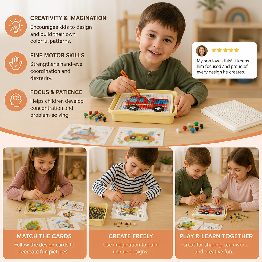 Montessori Learning Peg Mosaic Board