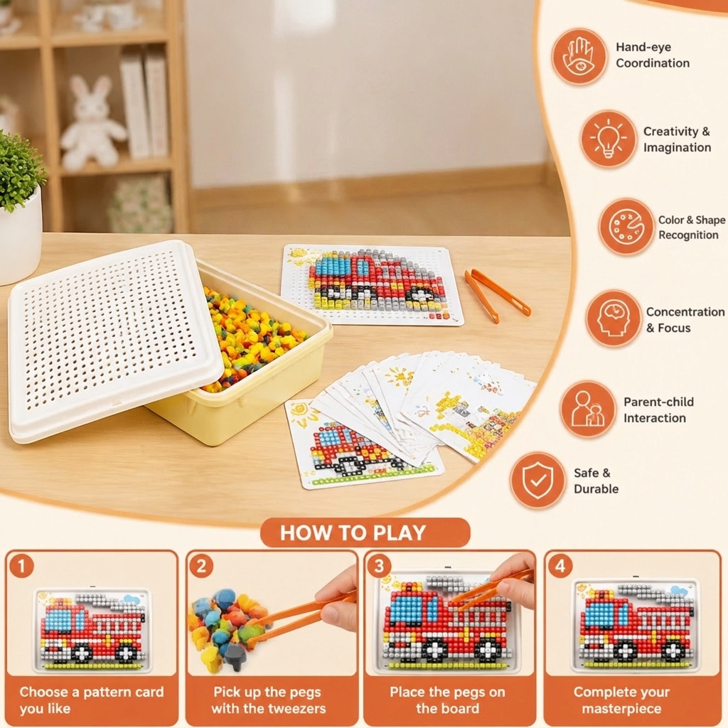 Montessori Learning Peg Mosaic Board