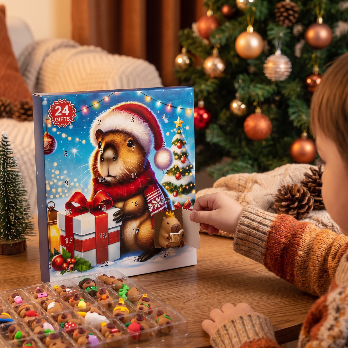 24-Day Capybara Christmas Advent Calendar - 24 Cute Mini Figures
