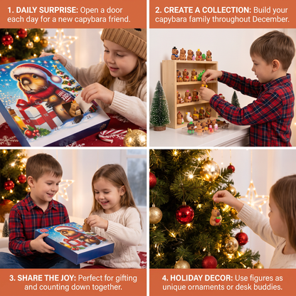 24-Day Capybara Christmas Advent Calendar - 24 Cute Mini Figures