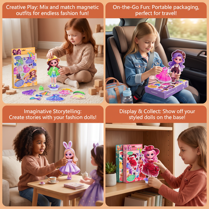 Magnetic Dress-Up Doll Set with Interchangeable Outfits