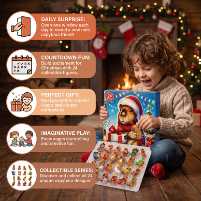 24-Day Capybara Christmas Advent Calendar - 24 Cute Mini Figures