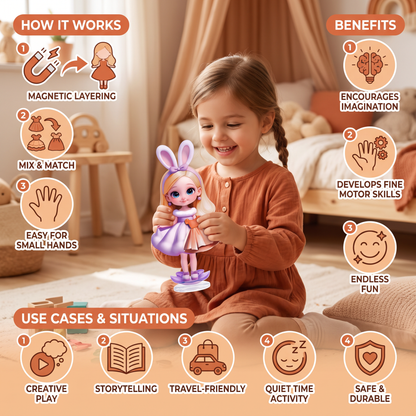 Magnetic Dress-Up Doll Set with Interchangeable Outfits