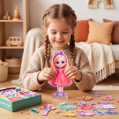 Magnetic Dress-Up Doll Set with Interchangeable Outfits