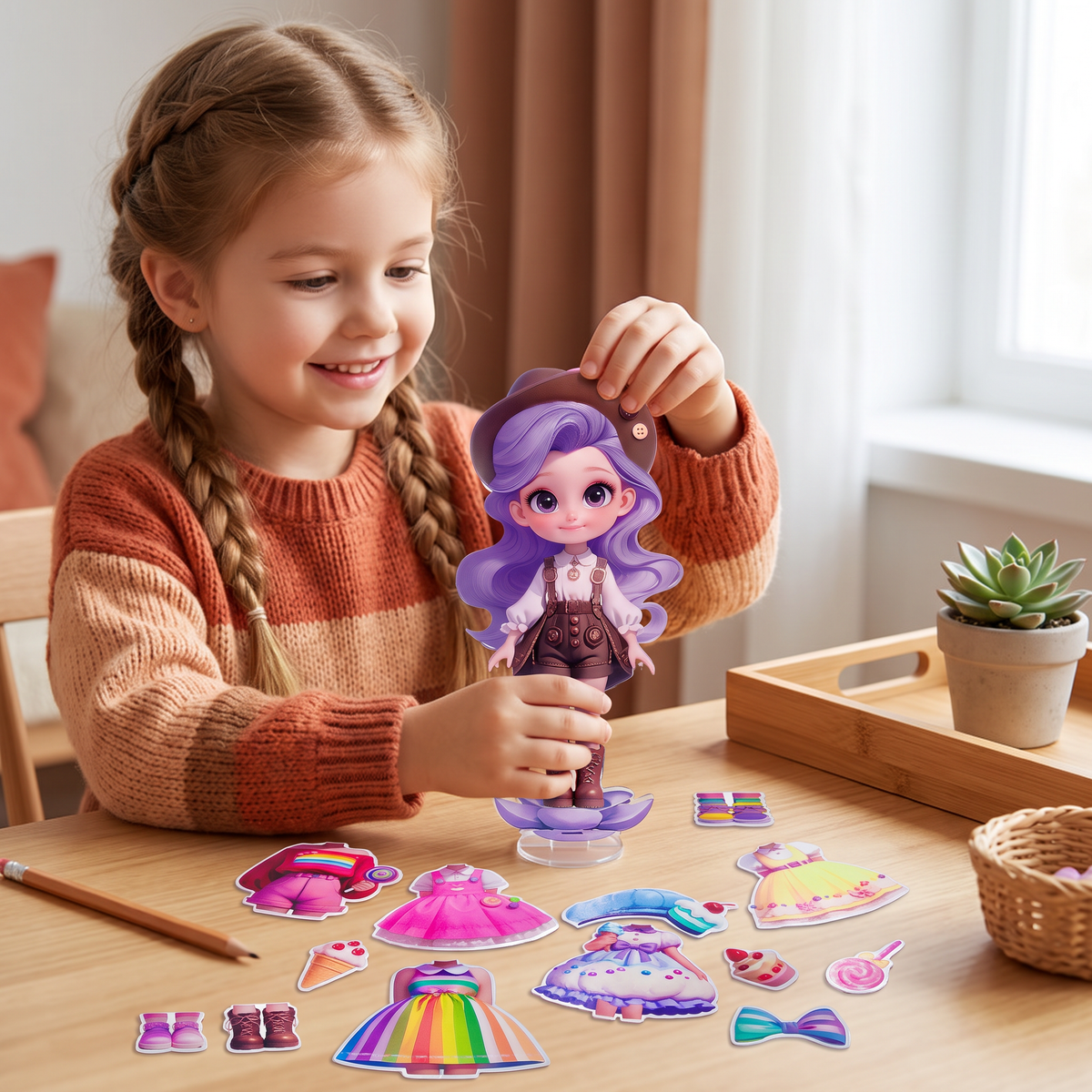 Magnetic Dress-Up Doll Set with Interchangeable Outfits